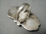 Superlative Vintage Navajo Peal Sterling Silver Leaf Native American Ring Old-Nativo Arts