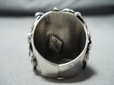 Native American One Of The Best Ever Hand Carved Bear Turquoise Sterling Silver Ring-Nativo Arts