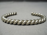 Wonderful Vintage Native American Navajo Handwoven Sterling Silver Bracelet Cuff Old-Nativo Arts