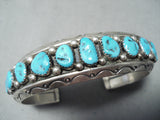 Heavy Zuni Kingman Turquoise Sterling Silver Bracelet Native American-Nativo Arts