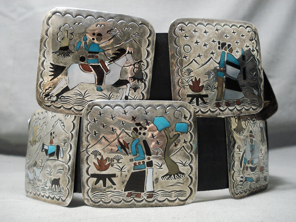 One Of The Best Detailed Vintage Native American Navajo Turquoise Sterling Silver Concho Belt-Nativo Arts