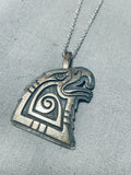 Native American Polyquaptewa Vintage Hop Sterling Silver Eagle Necklace Old-Nativo Arts