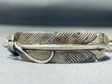 Striking Vintage Native American Navajo Morenci Turquoise Sterling Silver Feathers Bracelet-Nativo Arts