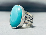 Incredible San Felipe Signed Kingman Turquoise Sterling Silver Ring-Nativo Arts