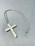 Inspiring Vintage Native American Zuni Blue Gem Turquoise Sterling Silver Cross Necklace-Nativo Arts