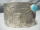 Native American So Heavy Huge Monument Valley Sterling Silver Turquoise Bracelet Cuff-Nativo Arts