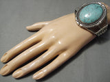 Opulent Vintage Native American Navajo Carico Lake Turquoise Sterling Silver Bracelet-Nativo Arts