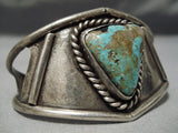Rare Triangular Royson Turquoise Vintage Native American Navajo Sterling Silver Bracelet Old-Nativo Arts