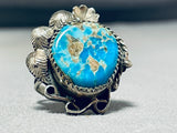 Superior Vintage Native American Navajo Kingman Turquoise Sterling Silver Ring-Nativo Arts