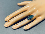 Tight Spiderweb Vintage Native American Navajo Turquoise Sterling Silver Ring Old-Nativo Arts