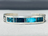Very Rare Vintage Native American Navajo Blue Wind Turquoise Sterling Silver Bracelet-Nativo Arts