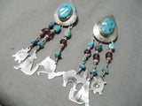 Eye-catching Navajo Turquoise Sterling Silver Dangle Earrings Native American-Nativo Arts