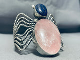Colossal Bug Vintage Native American Navajo Sterling Silver Lapis Bracelet Cuff-Nativo Arts
