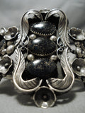 Rare Vintage Native American Navajo Lander Blue Turquoise Sterling Silver Bracelet-Nativo Arts