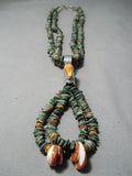 Native American Striking Vintage Santo Domingo Royston Turquoise Sterling Silver Necklace Old-Nativo Arts