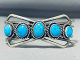 Marvelous Vintage Native American Navajo Kingman Turquoise Sterling Silver Bracelet-Nativo Arts