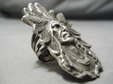 Colossal Detailed Native American Navajo Sterling Silver Cheif Huge Ring-Nativo Arts