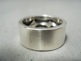 Heavy Internet Deep Stamp Vintage Native American Navajo Sterling Silver Ring-Nativo Arts