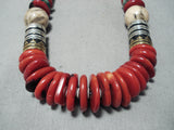 Chunky Coral Native American Navajo Turquoise Singer Sterling Silver Necklace-Nativo Arts