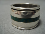 Quality Vintage Francis Native American Navajo Green Turquoise Sterling Silver Ring-Nativo Arts