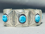 One Of The Best Vintage Native American Navajo Link Sterling Silver Turquoise Bracelet-Nativo Arts
