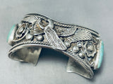 Expressive Native American Navajo Royston Turquoise Sterling Silver Eagle Bracelet Signed-Nativo Arts