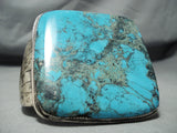 Museum Square Vintage Native American Navajo Huge Turquoise Sterling Silver Bracelet-Nativo Arts