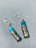 Exceptional Vintage Native American Navajo Blue Gem Turquoise Sterling Silver Earrings-Nativo Arts