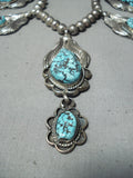Intense Turquoise Vintage Native American Navajo Sterling Silver Necklace-Nativo Arts