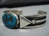 Astonishing Oval Turquoise Vintage Native American Navajo Native Sterling Silver Bracelet-Nativo Arts