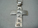 Extraordinary Navajo Native American Sterling Silver Cross Necklace-Nativo Arts