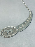 Exceptional Vintage Native American Navajo Sterling Silver Horse Necklace Signed-Nativo Arts