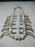 Heavy 300 Gram Vintage Native American Navajo Sterling Silver Bear Authentic Necklace-Nativo Arts