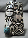 Incredible Vintage Native American Navajo Lone Mountain Turquoise Sterling Silver Ring-Nativo Arts