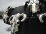 Heavy!! Cow Skull Hand Wrought Sterling Silver Concho Belt-Nativo Arts