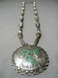 Impressive Vintage Native American Navajo Turquoise Chip Inlay Sterling Silver Necklace-Nativo Arts