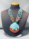 Native American Huge Vintage Santo Domingo Turquoise Shell Sterling Silver Heishi Necklace-Nativo Arts