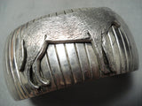 Unique Carved Work Vintage Native American Navajo Sterling Silver Coyote Bracelet-Nativo Arts