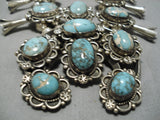 Rare Vintage Native American Navajo Mcginnis Turquoise Sterling Silver Squash Blossom Necklace-Nativo Arts