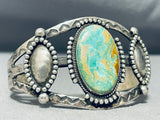 Very Old Vintage Native American Navajo Royston Button Love Sterling Silver Bracelet-Nativo Arts