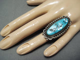 Fabulous Vintage Native American Navajo Morenci Turquoise Sterling Silver Ring-Nativo Arts