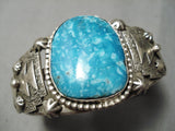 Superior Vintage Native American Navajo Carico Lake Turquoise Sterling Silver Bracelet Old-Nativo Arts