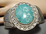 Early Museum Vintage Native American Navajo Carico Lake Turquoise Sterling Silver Bracelet Old-Nativo Arts