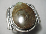 So Huge Vintage Native American Navajo Chocolate Brown Green Turquoise Sterling Silver Bracelet-Nativo Arts