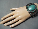 Very Rare Massive Vintage Native American Navajo Cerrillos Turquoise Sterling Silver Bracelet-Nativo Arts