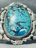 Josa Rojas Vintage Native American Navajo Spiderweb Turquoise Intense Sterling Silver Bracelet-Nativo Arts