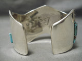 One Of The Best Vintage Native American Navajo Becenti Turquoise Inlay Sterling Silver Bracelet-Nativo Arts