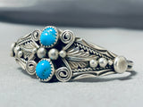 Outstanding Vintage Native American Navajo Blue Gem Turquoise Sterling Silver Bracelet Signed-Nativo Arts