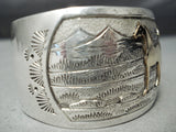 Quality Vintage Native American Navajo Gold Horse Sterling Silver Bracelet Cuff-Nativo Arts