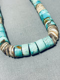 Native American Authentic Vintage Santo Domingo Turquoise Heishi Sterling Silver Necklace-Nativo Arts